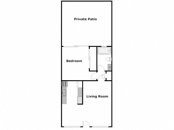 Floor plan for 1 bed, 1 bath, 515 sqft